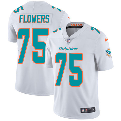 Miami Dolphins #75 Ereck Flowers White Men Stitched NFL Vapor Untouchable Limited Jersey